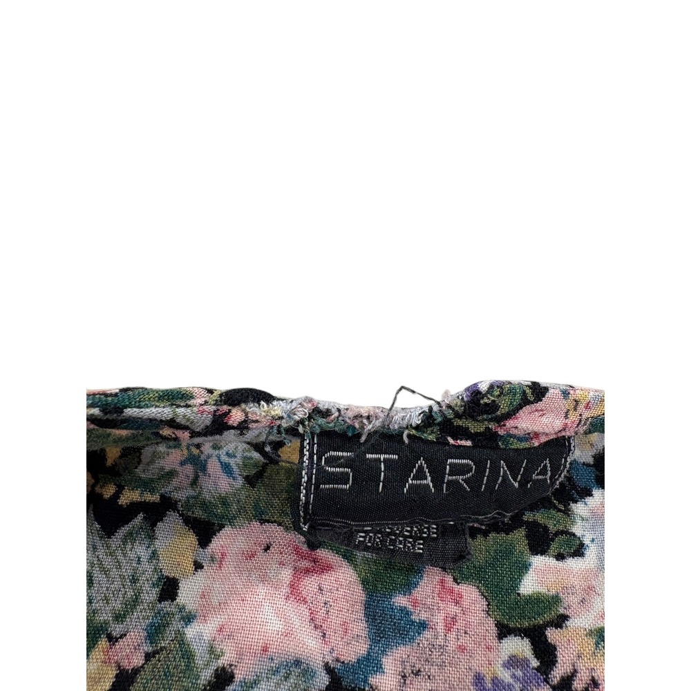 Vtg 90s Starina Babydoll Mini Dress Size S Floral  Rayon Tie Back Fairy Grunge - Picture 8 of 11